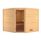 Sauna angolare tradizionale Leona Plug & Play - 7 posti 38mm senza cornice - con porta moderna Woodfeeling